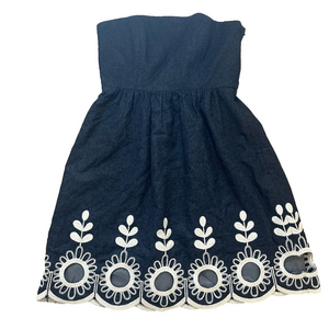 TIBI Embroidered Black Fit & Flare Wool Blend Dress Size 4